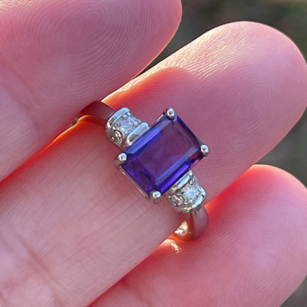NWT Natural Purple Amethyst 7.8X6mm in Sterling 925 Silver Ring Size 6